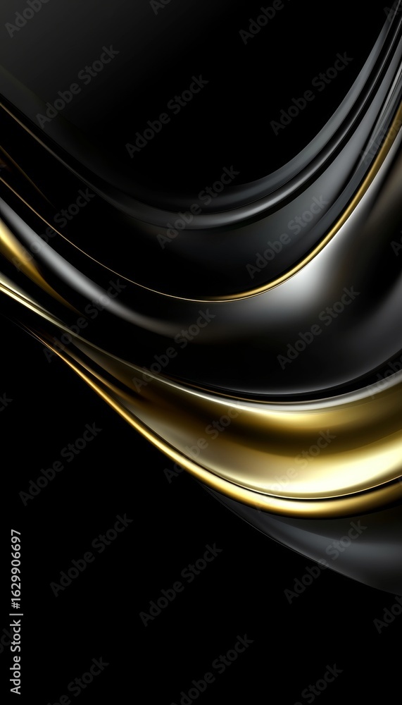 Aufkleber elegant abstract design featuring dynamic gold and black curvatures with a smooth flowing texture