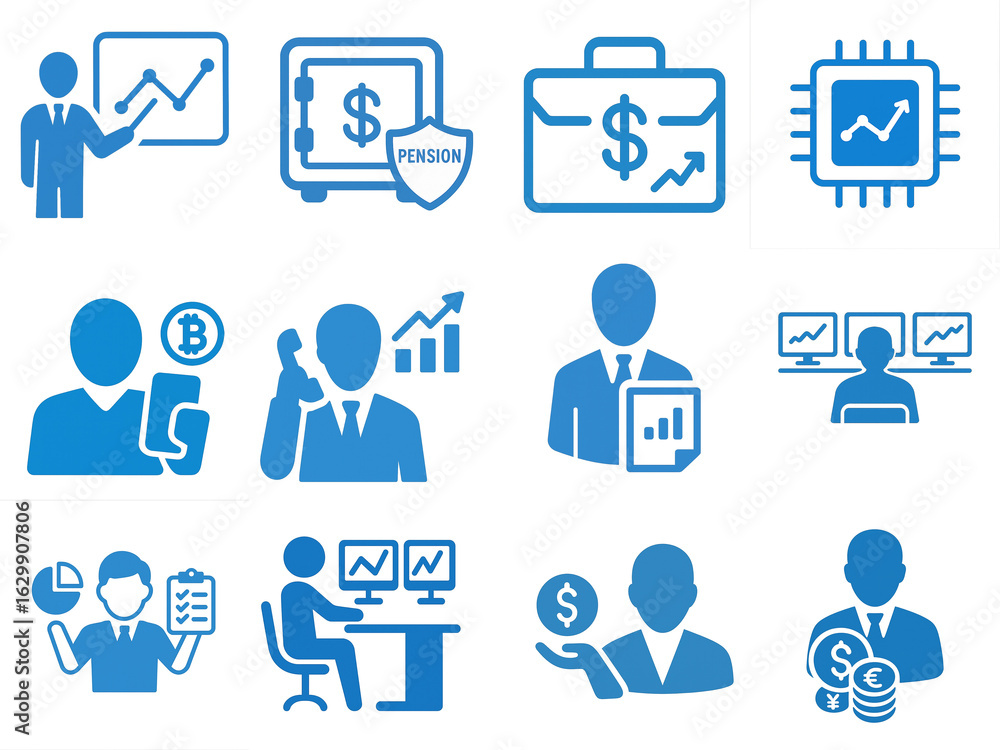 Poster business icon set: a comprehensive set of clean and simple business icons representing various aspec