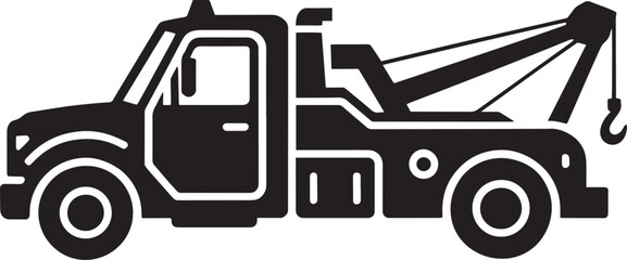 Tow Truck Silhouette Icon Vector Illustration Heavy Equipment Vehicle Recovery Assistance Service Design