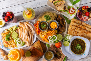 Delicious International Feast With Vibrant Flavors