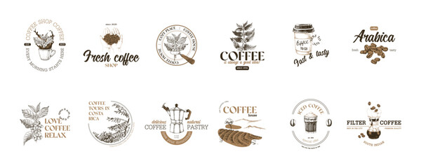 Coffee shop labels collection vector