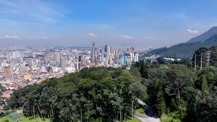 Bogota Skyline In Bogota Cundinamarca Colombia. Modern City Center With Skyscrapers Reflecting The Urban Life. Business Sky Downtown Cityscape. Business Panning Wide. Bogota Cundinamarca.