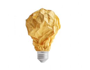 Crumpled paper light bulb, png, transparent