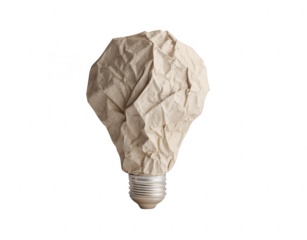 Crumpled paper light bulb, png, transparent