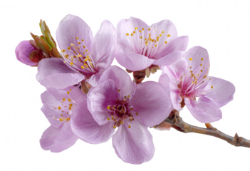 Close-up of delicate pink blossoms on a branch
