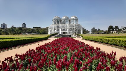 Botanical Garden In Curitiba Parana Brazil. Aerial View Of Lush Green Park And Surrounding...