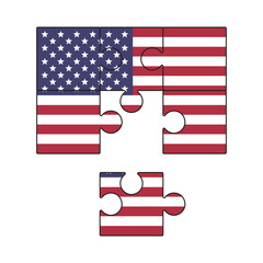 USA flag  jigsaw puzzle background, American flag 2x3 puzzle template, isolated on white, vector illustration.