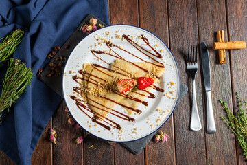 Strawberry Chocolate Dessert Crepes