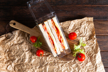 Delicious Sandwich Display on Rustic Wooden Table