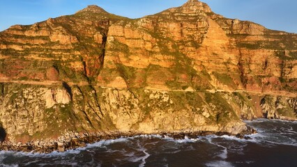 Canyons Road In Cape Town Western Cape South Africa. Turquoise Ocean Waves Gently Crashing On Tropical Beach. Sunset Coast Sky City Seaside. International Travel. Cape Town Western Cape.