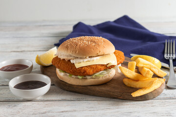 Delicious Fried Chicken Sandwich With Crispy Fries