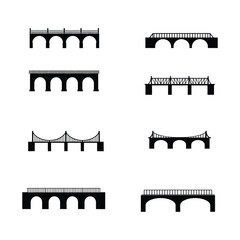 Collection of diverse bridge silhouettes in a grid layout
