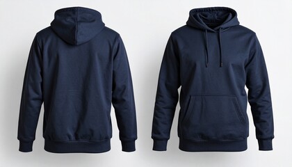 Dark Navy Hoodie Mockup, Plain Pullover Sweatshirt Front Template