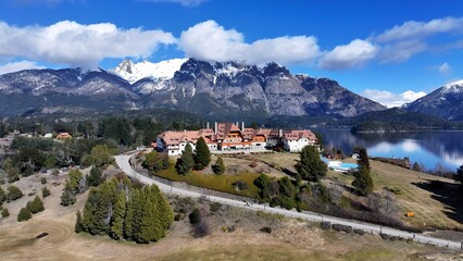Llao Llao Hotel In Bariloche Rio Negro Argentina. Captivating Aerial View Of Plantations Forming...