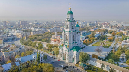 Aerial view of Astrakhan Kremlin, an ancient Russian fortress in the Volga region, the ornate...