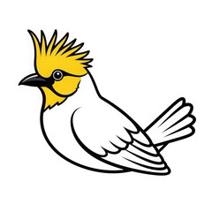 Obraz premium Stylized yellow crested bird illustration isolated on transparent background