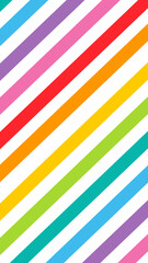 Diagonal rainbow stripes pattern with vibrant colors on a white background design element