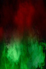 Orange and red steam on a black background.