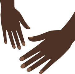 Two dark skin hands reaching out. Help, support, and connection concept. Global unity and partnership.