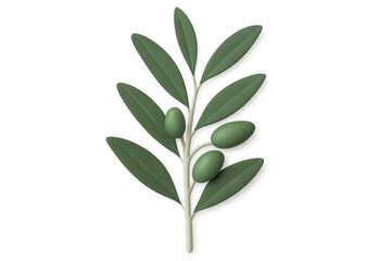Obraz premium Photorealistic 3d olive branch rendering, featuring ripe green olives and verdant leaves, set against transparent backdrop for culinary visual design