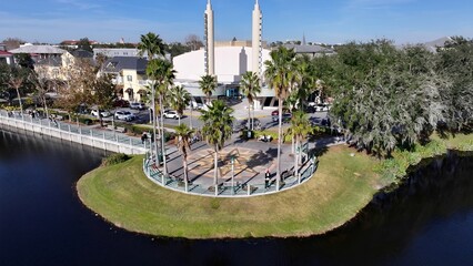 Lakeside Park In Celebration Florida United States. Bird Eye View Of Stunning Iconic Recreational...