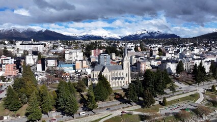 Church Of Bariloche In San Carlos De Bariloche Rio Negro Argentina. Bird Eye View Of Church...