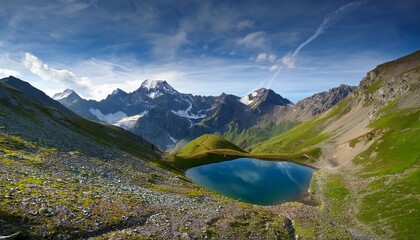 mountain range with lake