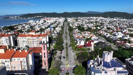 Jurere Internacional In Florianopolis Santa Catarina Brazil. Turquoise Ocean Waves Gently Crashing On Tropical Beach. Industrial Landscape Buildings Stunning. Urban Buildings Town.