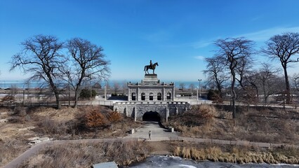 Lincoln Park In Chicago Illinois United States. Breathtaking Aerial Landscape Of Famous Leisure...