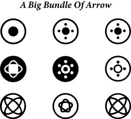 Nine Circular Black and White Abstract Designs Arranged in a Grid Pattern on White