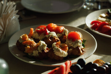 a dish on the banquet table before the holiday