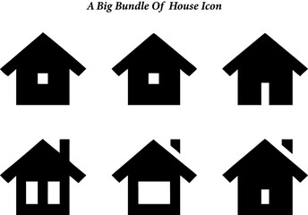 Collection of Simple Black House Icons on a White Background Minimalist Design set