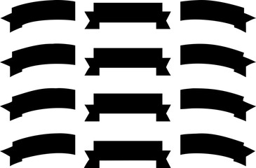 Obraz premium Collection of Black Ribbon Banner Shapes for Graphic Design and Decoration Elements The