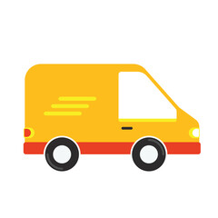 Minivan side view simple flat icon doodle style