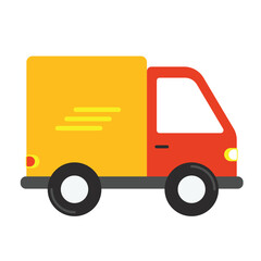 Delivery box truck simple flat icon doodle style