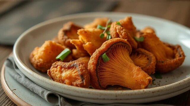  Fried Morel Mushrooms served authentically on a plate
