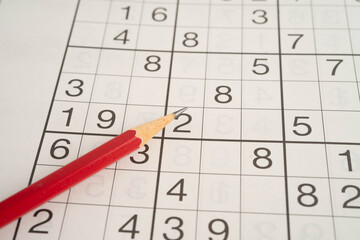 Sudoku puzzle, game to play for keep you brain younger for developing Alzheimer disease in senior...