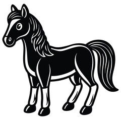 Obraz premium Cartoon horse isolated on white background, a cute and cheerful animal