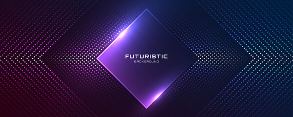 Purple blue abstract background on dark space with dotted lines effect decoration. Modern graphic design element with glowing dots rhombus style concept for web, art, flyer, card, or brochure cover