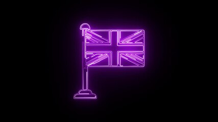 Glowing neon United Kingdom icon animation with black background. HD animated outline country map video loop
- Powered by Adobe