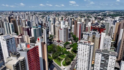 Curitiba Skyline In Curitiba Parana Brazil. Capturing The Hustle And Bustle Of A Vibrant City From...