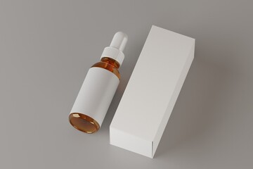 Minimalist Dropper Bottle and Box Mockup for Cosmetic Product Presentation