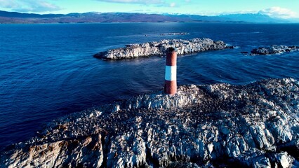 Lighthouse In Ushuaia Tierra Del Fuego Argentina. Iconic Structure Of The Historic Lighthouse In A...