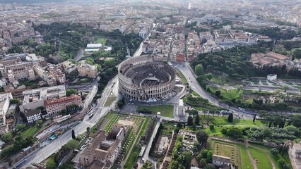 Obraz premium Archaeological Park In Rome Lazio Italy. Aerial View Of Landmark Medieval Building In Downtown Scene. Metropole Landscape Company Building Vibrant. Metropole Corporate Town. Rome Lazio.