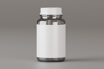 Clean Still Life Medicine Pill Bottle With Blank Label Isolated