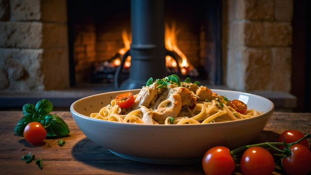 Chicken Cream Pasta is a rich and delicious dish made with tender chicken pieces, creamy white sauce, garlic, herbs, and perfectly cooked pasta. It&rsquo;s the ultimate comfort food that blends savory flavo