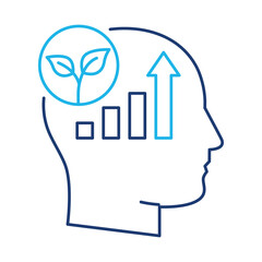 Growth Mindset Icon. Brain with Arrows, Symbolizing Adaptability, Learning, and Positive Change on Transparent Background