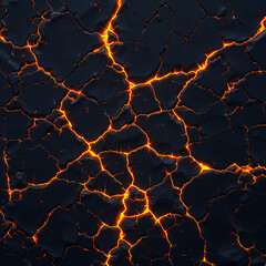 Glowing Lava Cracks in Darkness
