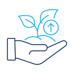 Growth Icon. Plant with Upward Arrows, Signifying Progress, Self-Development, and Expansion. Outline Vector Icon. Editable Stroke.