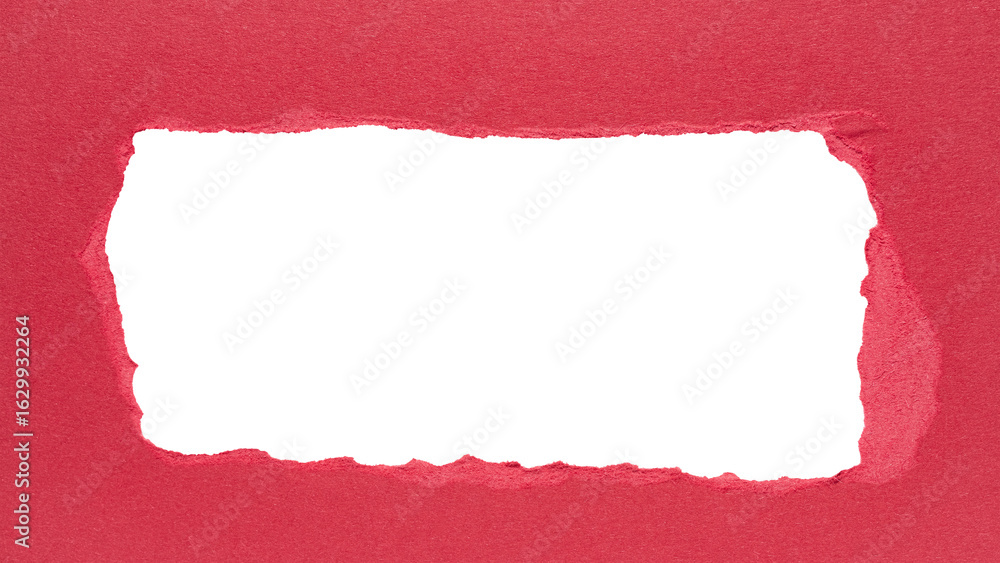 Aufkleber red torn paper or cardboard message backdrop with rough edges and blank copy space for text in the m
